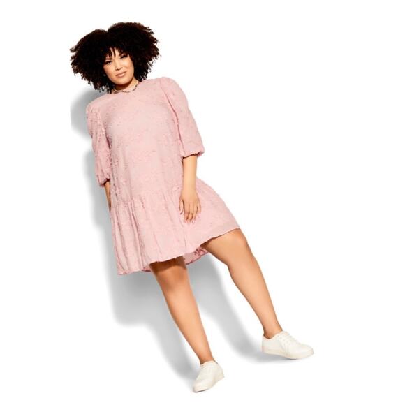 City Chic Dresses & Skirts - City Chic Crystal Pink Layla Babydoll Dress Sz.M(18) NWT